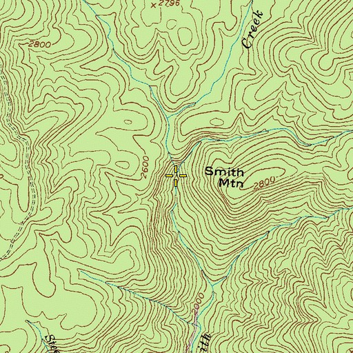 Topographic Map of Anna Ruby Falls, GA