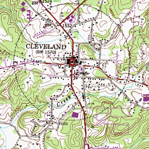 Topographic Map of Cleveland City Hall, GA