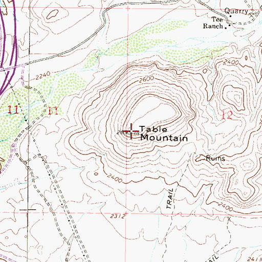 Topographic Map of Table Mountain, AZ