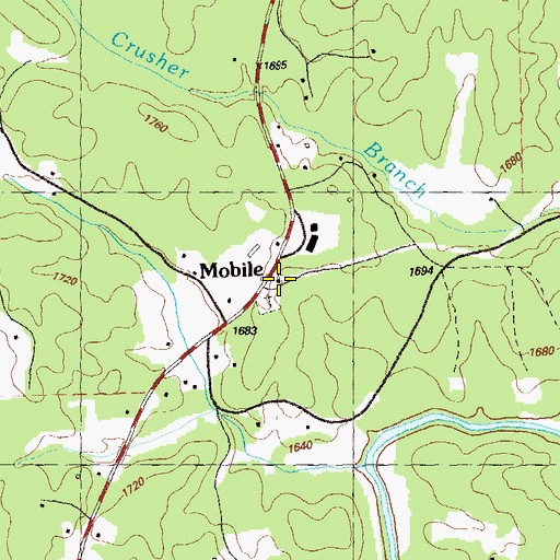 Topographic Map of Mobile Baptist Church, GA