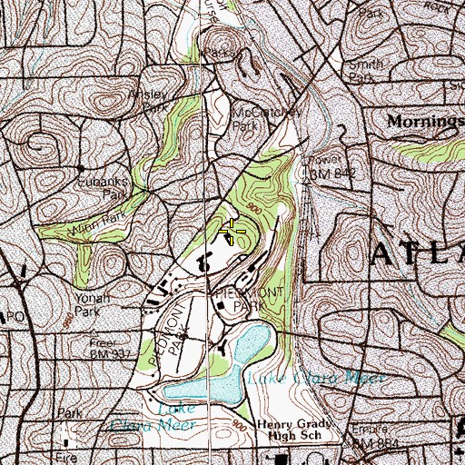 Topographic Map of Atlanta Botanical Garden, GA