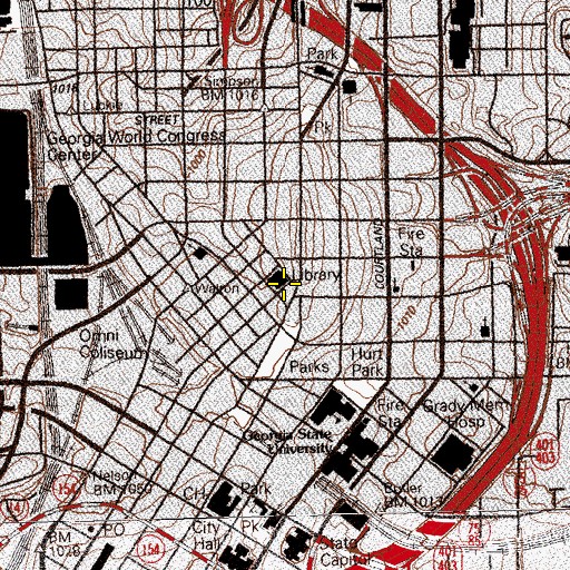 Topographic Map of Atlanta-Fulton County Public Library, GA