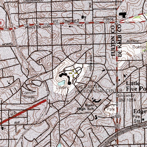 Topographic Map of Carter Presidential Center, GA