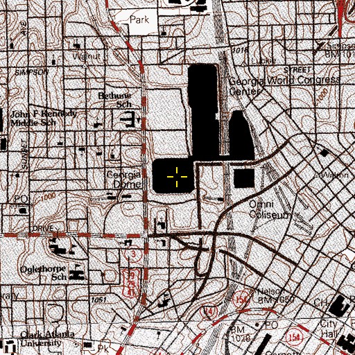 Topographic Map of Georgia Dome, GA