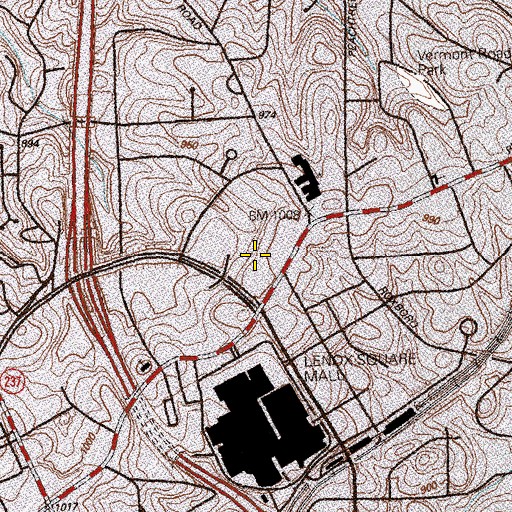 Topographic Map of Phipps Plaza Shopping Center, GA