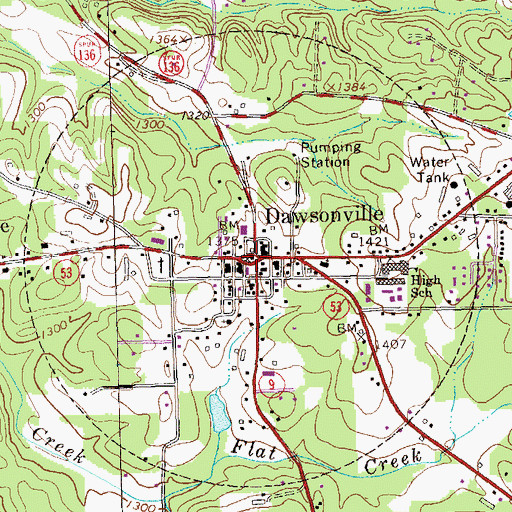 Topographic Map of Dawson County Courthouse, GA