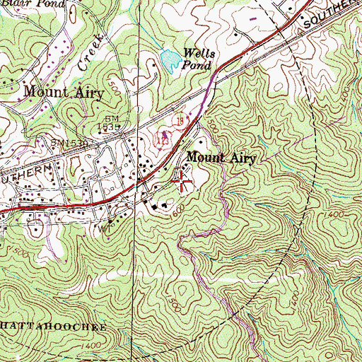 Topographic Map of Mount Airy Cemetery, GA