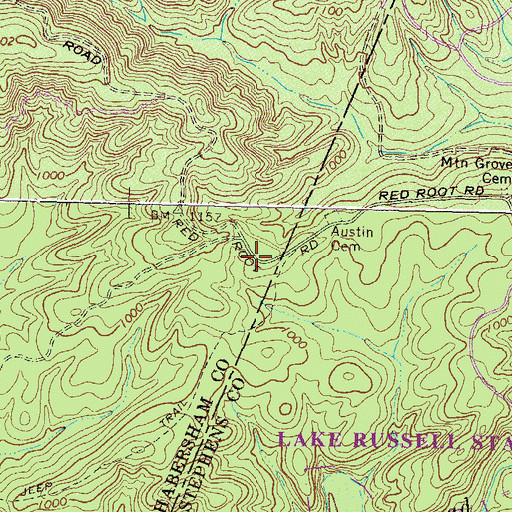 Topographic Map of Mountain Grove School (historical), GA