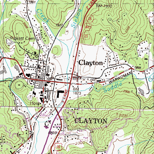 Topographic Map of Covered Bridge Plaza Shopping Center, GA