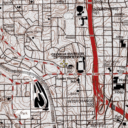Topographic Map of Coon Mechnical Engineering Building, GA