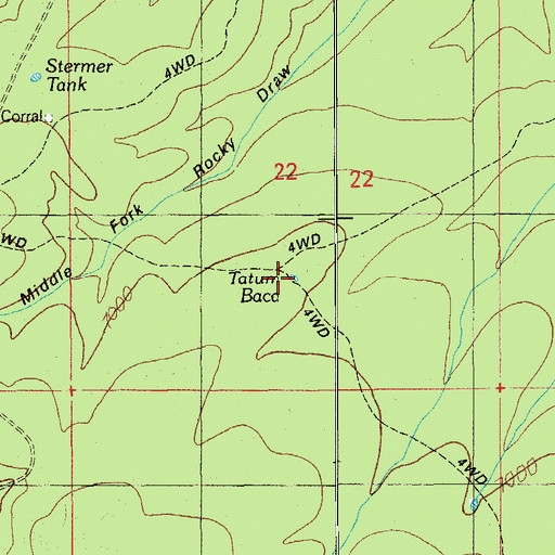 Topographic Map of Tatum Baca, AZ