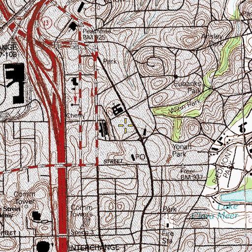 Topographic Map of Robert W Woodruff Arts Center, GA