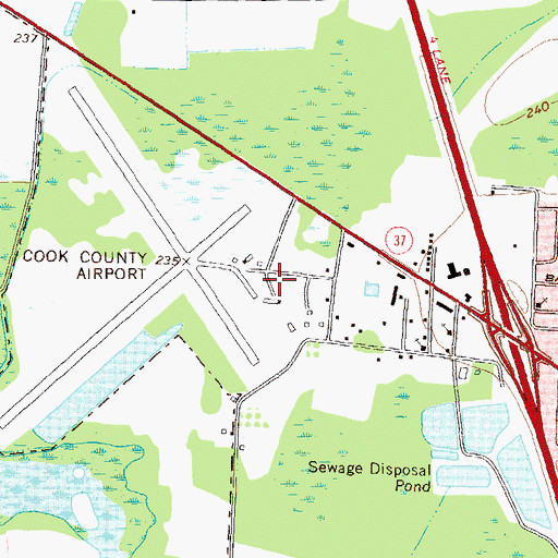 Topographic Map of Cook County Airport, GA