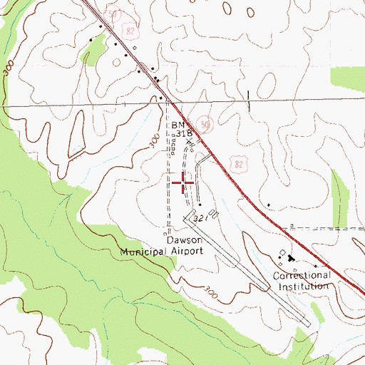 Topographic Map of Dawson Municipal Airport, GA