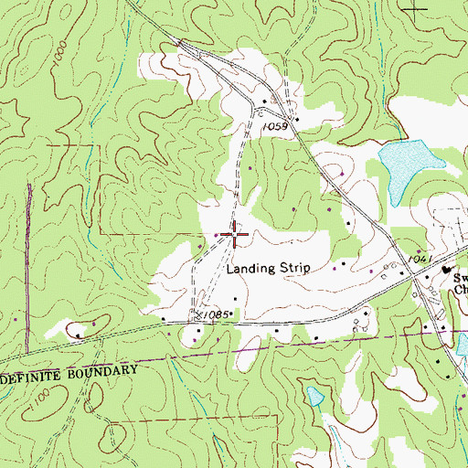 Topographic Map of Pinewood Airport, GA