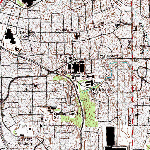 Topographic Map of South Fulton Medical Center Heliport, GA