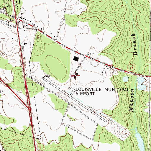 Topographic Map of Louisville Municipal Airport, GA
