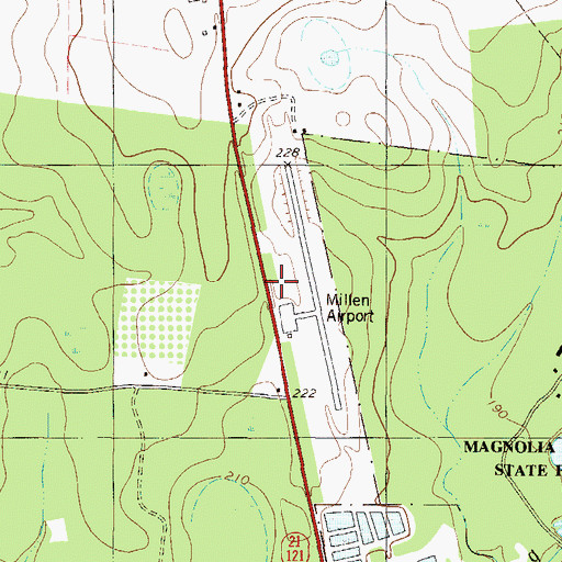 Topographic Map of Millen Airport, GA