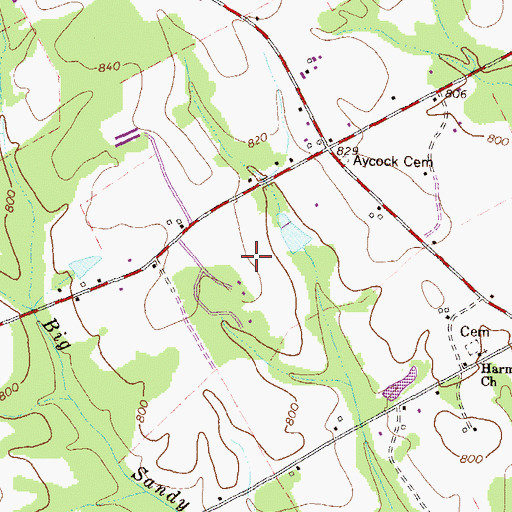Topographic Map of Aerie Airport, GA