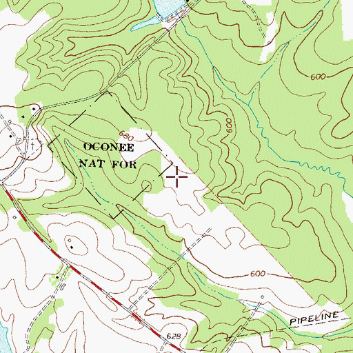 Topographic Map of Monticello Sky Ranch Airport, GA