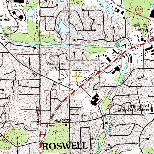 Topographic Map of Roswell Animal Hospital Heliport, GA
