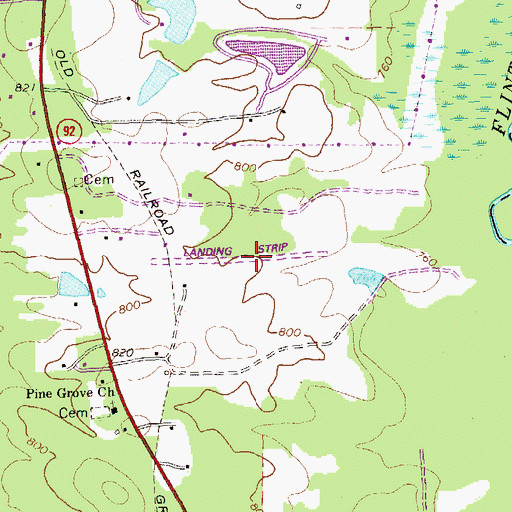 Topographic Map of Rust Airstrip, GA
