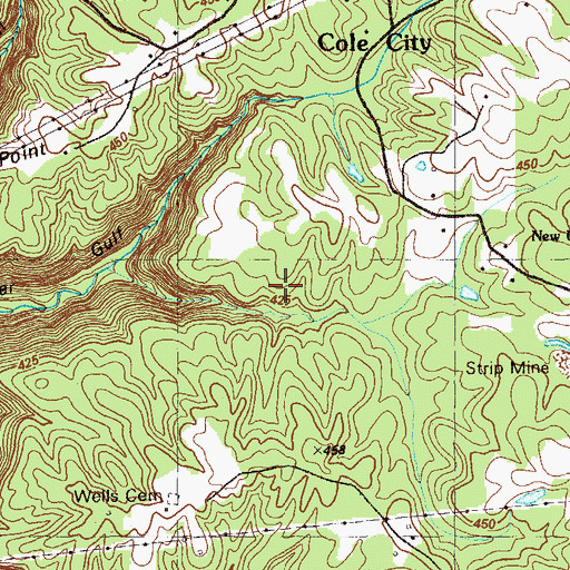 Topographic Map of New South Mine, GA