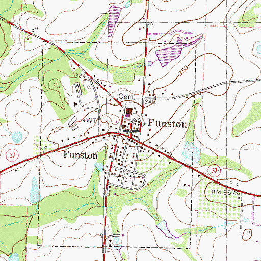 Topographic Map of Funston Post Office, GA
