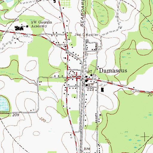 Topographic Map of Damascus Post Office, GA