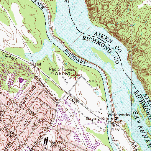 Topographic Map of WRDW-AM (Augusta), GA