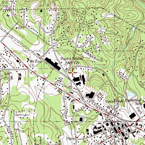 Topographic Map of WYYZ-AM (Jasper), GA
