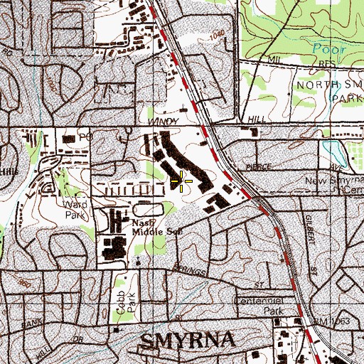 Topographic Map of WYNX-AM (Smyrna), GA