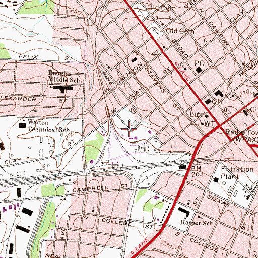 Topographic Map of WPAX-AM (Thomasville), GA