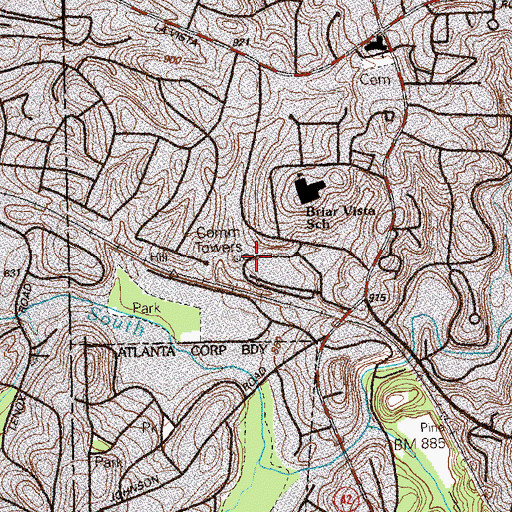 Topographic Map of WPDS-FM (Atlanta), GA