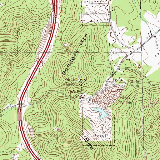 Topographic Map of WCCV-FM (Cartersville), GA