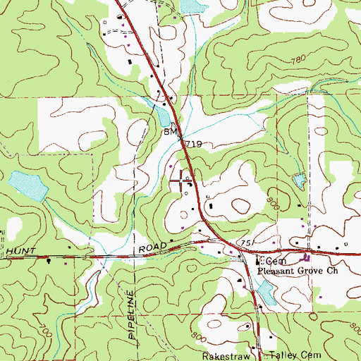 Topographic Map of WOAK-FM (La Grange), GA