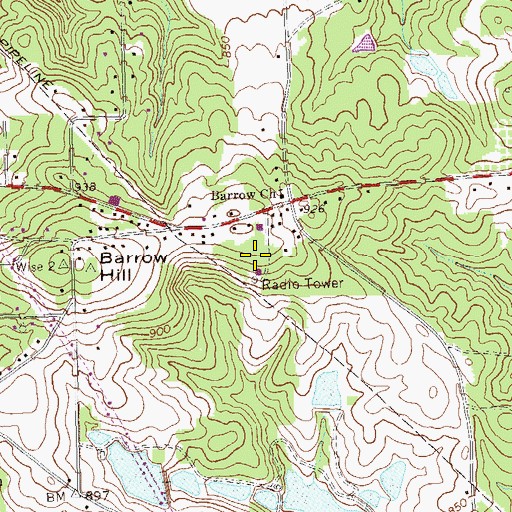 Topographic Map of WMVV-FM (Mcdonough), GA