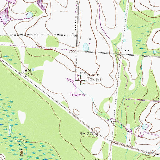 Topographic Map of WSGY-FM (Tifton), GA