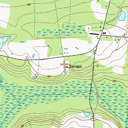 Topographic Map of WBGA-FM (Waycross), GA
