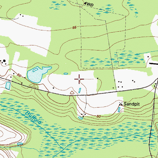 Topographic Map of WACL-FM (Waycross), GA