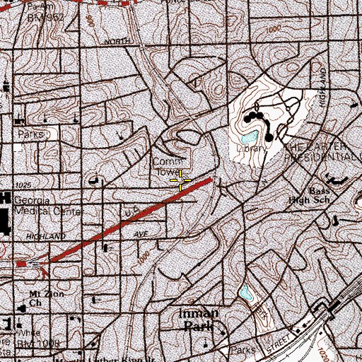 Topographic Map of WSB-TV (Atlanta), GA