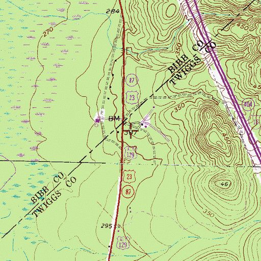 Topographic Map of WGXA-TV (Macon), GA