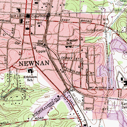Topographic Map of Newnan Chapel African Methodist Episcopal Church, GA