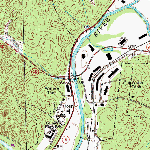 Topographic Map of Cobb Bridge, GA