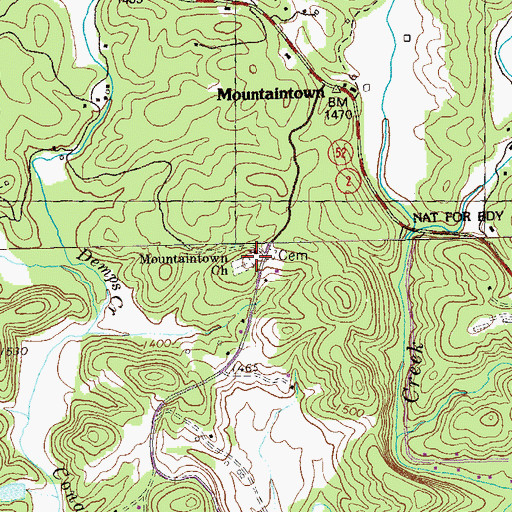 Topographic Map of Mountaintown School (historical), GA