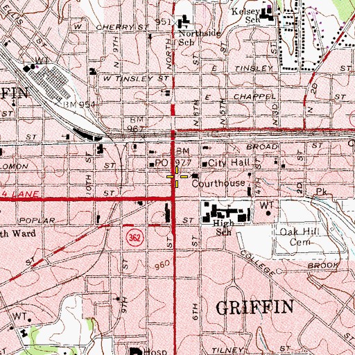 Topographic Map of First Methodist Episcopal Church South (historical), GA