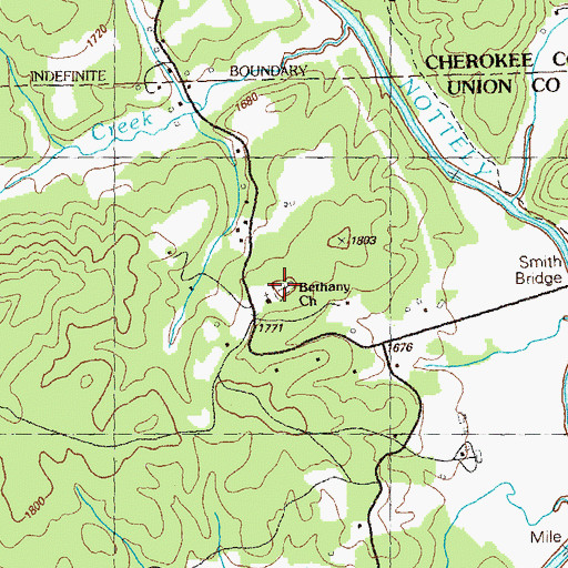 Topographic Map of Bethany Cemetery, GA