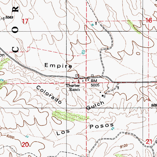 Topographic Map of Thurber Ranch, AZ