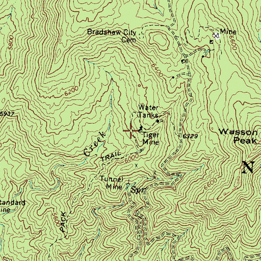Topographic Map of Tiger Mine, AZ
