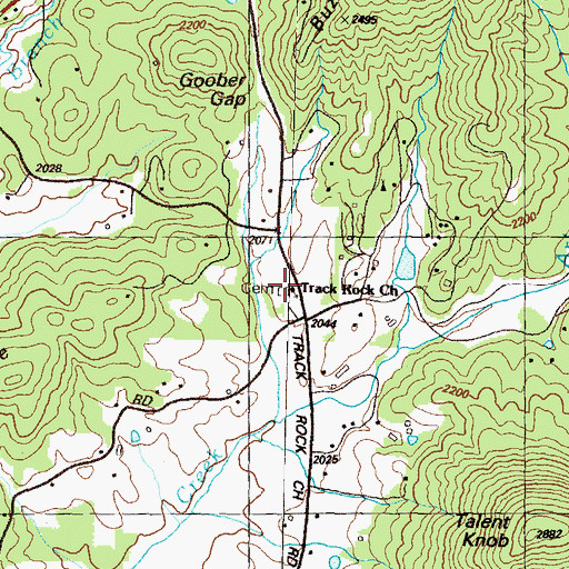 Topographic Map of Trackrock Cemetery, GA